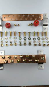 3x30/4x60 Red Copper Grounding Busbar Grounding Copper Bar Grounding Busbar Equipotential Terminal Copper Bar Tin-Plated Nickel-Plated Bending