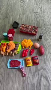 Mini Kitchen Pretend Play Toys Barbecue Set Childrens Cooking Simulation Food Multi-set Christmas Gift For Kids Toddlers
