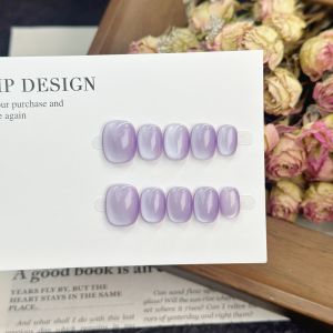 Handmade round 14mm Glass Beads Cats Eye Ice Transparent Colorful Bean Nail Tips Simple Cool Style Chinese Origin Wearable Nails