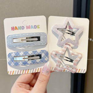 PINK EMPRESS | Plaid Childrens Hair Clips Forehead Side Bangs Clip