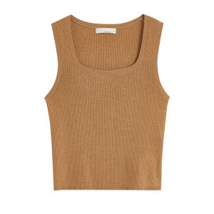 Inman French Style Basic Knitted Vest Womens Square Collar Sweater Autumn New Arrival Simple Design Polyester Blend No Sleeve