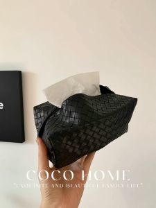 PU Leather Tissue Box Braided New Environmental Pattern Napkin Foldable Cover Home Office Waterproof Dustproof Sundries Ontainer