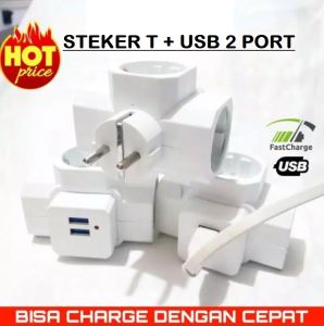 STEKER T ARDE Stop Kontak MULTI 2 PORT USB CHARGER Fast Charging Merk MIKOTEK Tahan Panas SNI