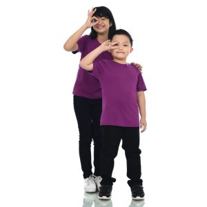 Kaos Polos Anak Oneck Lengan Pendek Bahan Katun Combed 30s Warna Ungu Violet