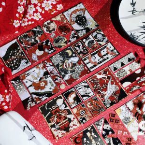 Menu Notebook Agarwood Window Middle Shadow National Style Chinese Ancient Style Gilding Gorgeous Window Screen Background Pet Tape Sub-Packaging