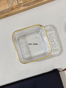 Hammered Glass Bowl Dessert Plate Small Snack Bowl Popular Accompaniment Dip Bowl Yogurt Transparent Fruit Square Bowl