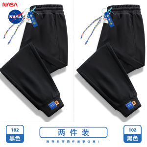 NASA Collaborative Mens Casual Sports Pants Loose Fit All-Match Spring Autumn Trendy Leisure Trousers Elastic Waistband
