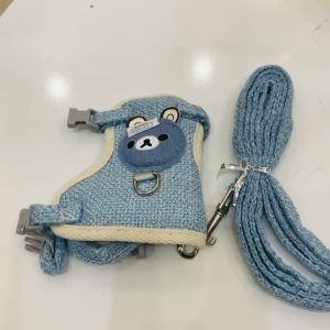 Dây dắt chó mèo dạng Yếm đeo hoạ tiết mặt gấu dễ thương