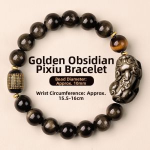 JIZHAOTANG | Natural Black Obsidian Tigers Eye Handmade Bracelet