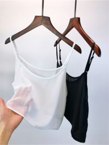 White Chiffon Loose Short Sleeveless Vest Womens Summer Inner Wear High Waist Short Style Prevent Exposure Inner Lining