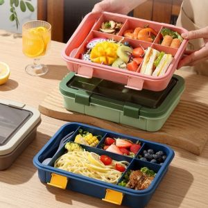 1500ML Bento Box Portable Lunch Box Kids Students Office Lunch Box with Spoon Fork Leakproof Microwavable Food Storage Container