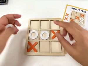 XO Mini Chess Play Game Interactive Toys Leisure Table Game Montessori Wooden Toy Educational Toys for Kids Gift