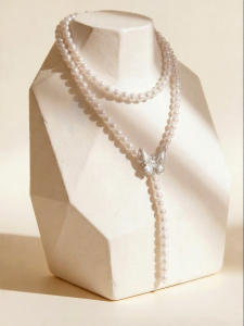 YISHU | Long Layered Necklace Australian White Pearls