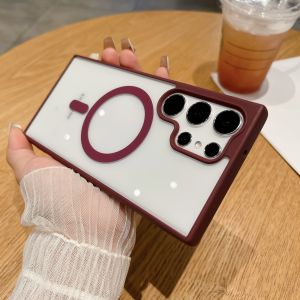 Acrylic Magnetic Phone Case Full Cover Shockproof Transparent Anti-Fall for S25 S24FE S24ultra S23plus S23 S22+ Simple Design Protection Cover