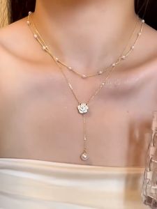 Dây Chuyền Nữ Vòng Cổ Choker 2 Lớp Ngọc Trai Kèm Hoa Hồng Thời Trang Sang Chảnh Đi Tiệc Đi Chơi Màu Vàng Sáng Cao Cấp Hot Girl VC-134