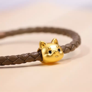 Chow Sang Sang 周生生 999 Gold Charme Puppy Shiba Inu Charm for Women & Men 96388C  [Bracelet not included]