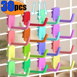 10/30pcs Metal Mesh Panel Hangers Wall Hanging Hooks Supermarket Display Hooking Racking Accessory Slat Household Organizers