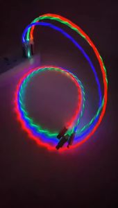other | 3 in 1 LED Flowing Light Glowing Charging Cable Micro USB Type C Cable Fast Charging for iPhone Huawei Xiaomi Redmi Phone Cable