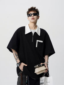 Áo Thun Polo Nam Tay Ngắn Khóa Kéo Công Sở Mùa Hè Thường Ngày Cotton 100% Dáng Rộng Thoải Mái Thường Ngày