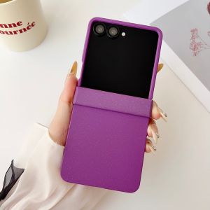 With Hinge Protection Case Samsung Z Flip 7Z Flip 6Z Flip 5 Z FLip 4 ZFlip3 Case Silicone Thin Slim Grip Hard PC Protective Phone Case for Women Matte Plain Solid Color Aesthetic Cute Girly Case with Camera Cover