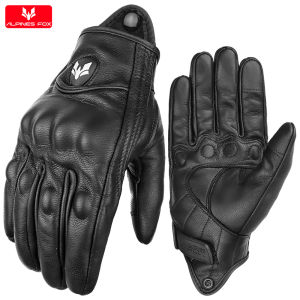 Vintage Motorcycle Gloves Genuine Leather Moto Guantes Touch Screen Motorbike Windproof Cycling Racing Luvas Men Women Goatskin