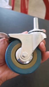 ล้อยางPVCฟ้า 3นิ้วเกลียวM12 เกลียวเบรค