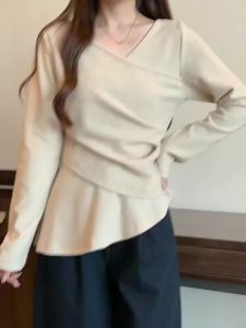 AIYITI | Plus Size Stylish V-Neck Knit Sweater with Waist Cinching and Tummy Concealing