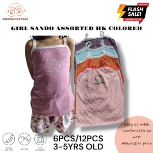 6PCS GIRL SANDO ASSORTED HK PRINTS AND DESIGN 100% COTTON (PAMBAHAY/PANGLAKAD) SOFT FABRIC AND COMFORTABLE TO WEAR