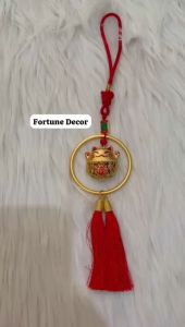 Gantungan Ring Logam Lucky Cat Hiasan Dekorasi Imlek Gantung Kucing Hoki Emas