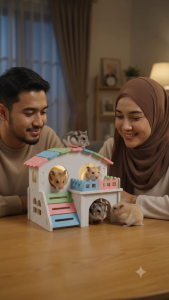 Hamster House Hamsters Hideout Double Storey Colorful DIY PVC Eco-Board Small Pet Villa / Dwarf Cage Accessories 仓鼠躲避屋子