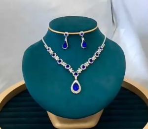 Large Multicolor Super Sparkling Wedding Decorations Jewelry Crystal Pendant Necklace Earrings Set for Ladies