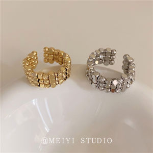 Poetry And Love Song Multi-Layer Engraved round Bead INS Ring Luxury Lightweight Fashionable Ring for Women Fresh out Pattern