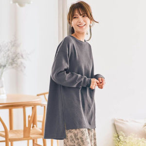 Áo Thun Dài Tay Dày Cho Nữ Dáng Rộng Màu Trơn Cổ Tròn Dài Vừa Phải Thời Trang Công Sở Thoải Mái Mặc Thường Ngày Mùa Xuân