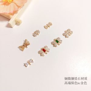 หูต่างหูรูปผีเสื้อแบบเชื่อมต่อกันสองห่วง ลวดลายหัวใจ ลวดลายดอกไม้ วัสดุทองแดงชุบทอง ห้อยต่างหู DIY ประดับอัญมณี