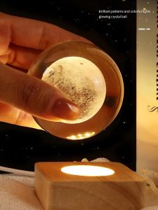 Đèn Trang Trí LED Bằng Gỗ Pha Lê Sáng Tạo Hình Tròn Vuông Sạc Bằng Cảm Ứng Trang Trí Nhà Hiện Đại Trung Quốc