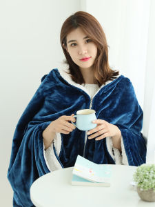 Double Layer Coral Fleece Blanket Office Nap Coat Winter Warm Thickened Polyester Fiber Single Person Student Afternoon Sleep Blanket