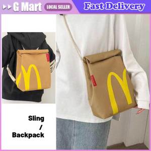 Mcdonalds Backpack Messenger Bag Funny Large Capacity Class School College Students McDonalds Paper Bag Backpack Waterproof Canvas Bag School Bag Causal Messenger Bag