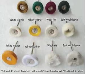 JNSUR 10pcs 2.35*25mm Dental Polishing Brushes White/Yellow Leather Cloth Wheel Wire Wheel Wool Felt Fleece & Small Brush