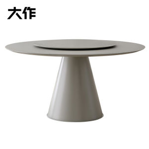 Modern Simplicity Tempered Glass Dining Table round with Rotating Plate Large Household Use Meal Combination Home Furniture