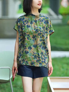 Fashionable French Chiffon Blouse for Women Summer New Arrival Large Size Loose Fit Belly Covering Slimming Unique Top