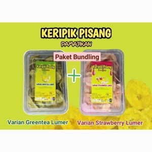 PAKET HEMAT Keripik Pisang Greentea Lumer dan Keripik Pisang Strawberry Lumer 180 Gr per Pcs