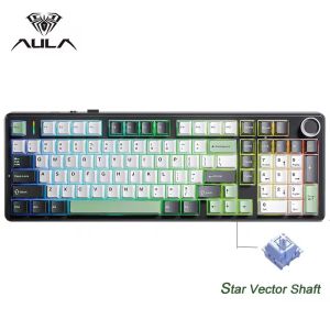 AULA F99 PRO Customized Machanical Keyboard Hot Swap RGB 99 Keys Tri-model Bluetooth 5.0/2.4G Wireless/Wired GasketKeyboard Orig