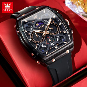 OLEVS Watch Men Fashion Cool Wine Barrel Multifunctional Timing Tape Quartz Watch Waterproof Luminous Sapphire Glass Mirror High Quality Mens Watch