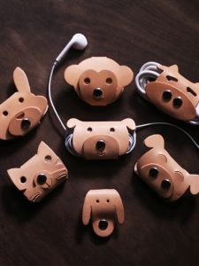 Genuine Leather Earphone Cable Organizer Two Needle One Thread Cartoon Style Cable Reel Audio Cord Collector Holder
