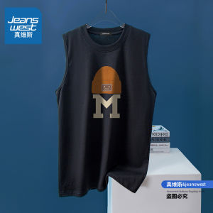 Jeanswest Pure Cotton Vest Mens Summer New Fitness Sports Basketball Sleeveless Tank Top T-Shirt Loose Fit Breathable Moisture Wicking