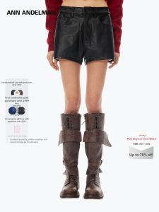 ANN ANDELMAN | Eco-friendly Protein Leather Black Logo-embroidered Shorts