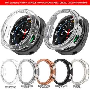 Bling Hollow Case for Samsung Galaxy Watch 8 44mm40mm Set With Diamond PC Hard for Samsung Galaxy Watch8 Protective Cover Casing