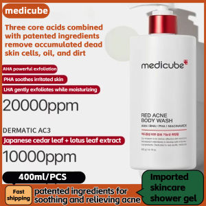 Medicube Imported 400ml shower gel Red Acne Control Body Wash Salicylic Acid Acne-Fighting Formula for Oily Acne-Prone Skin Deep Cleansing & Oil-Balancing