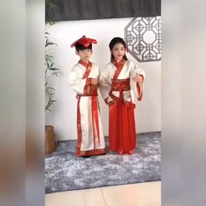 Spring Children's Hanfu Chinese Clothing: Ancient Chinese Literati Clothing for Boys and Girls