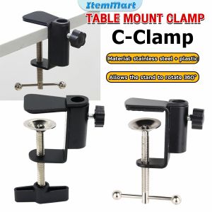 ItemMart Black C-Clamp Desk Light Clamp Mount Holder Cantilever Bracket for Desktop Table Lamp